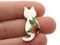 30mm White Cat with Yellow Flower Enamel and Gold Metal Pendant